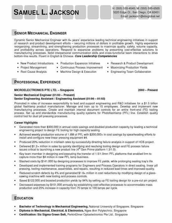 best mechanical engineer resumes