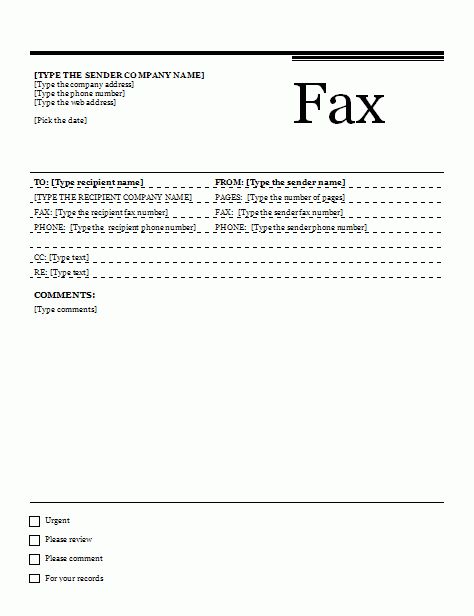 fax cover letter template word