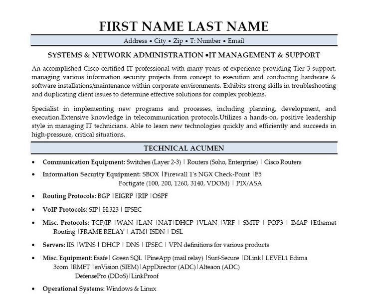 network administrator resume