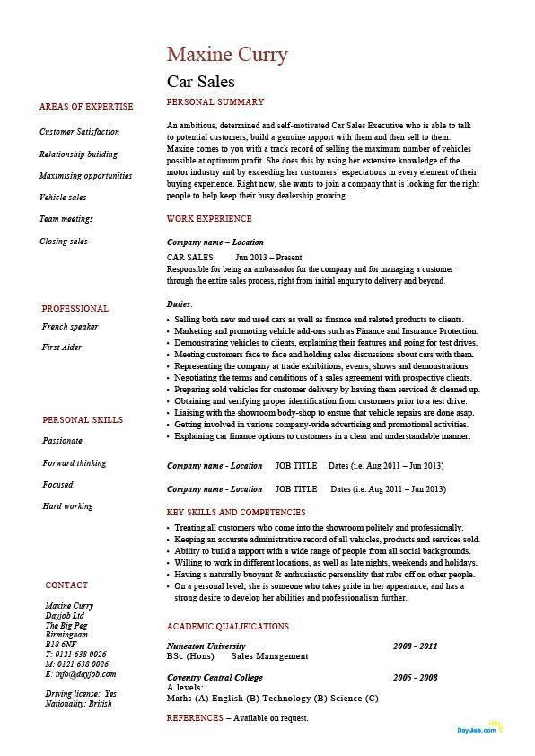 salesman resume example