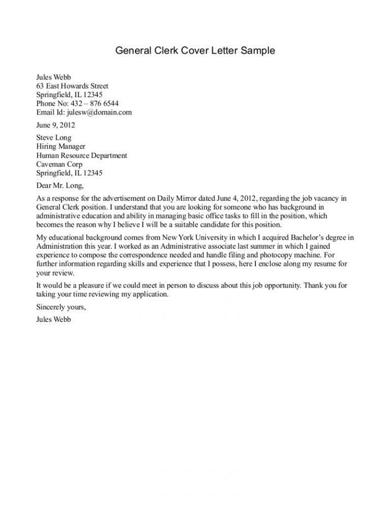 example of a general cover letter