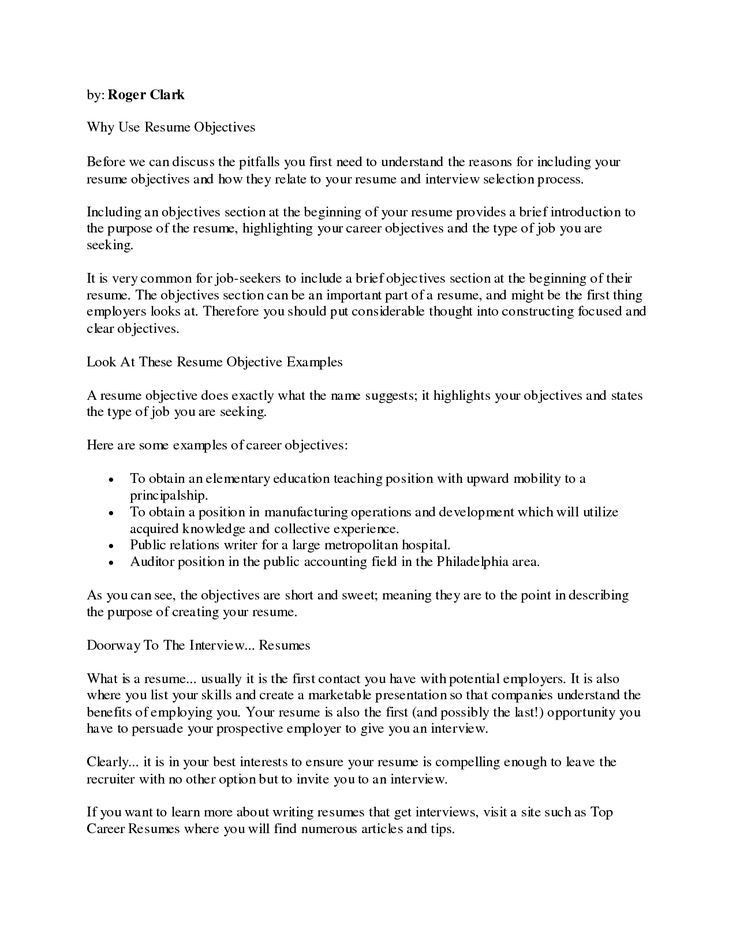 what is the meaning of objective in resumes