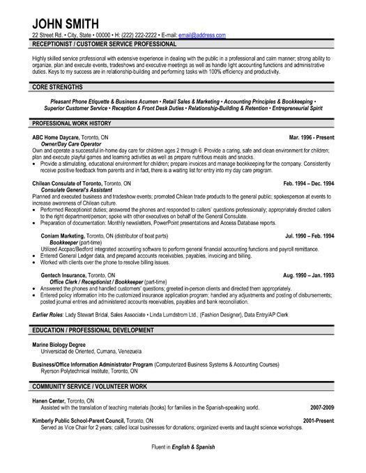 best receptionist resumes