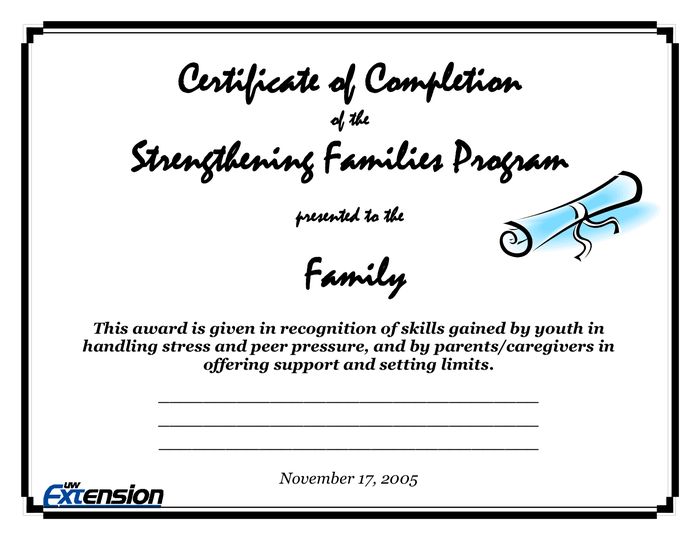 sample certificate of completion