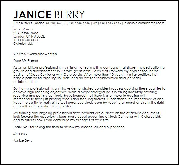sample financial controller cover letter