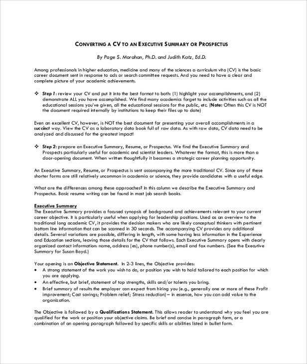 examples of summary for resume