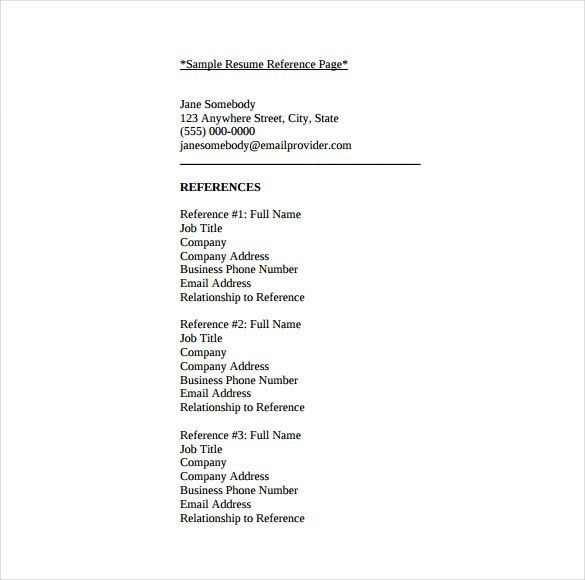 resume reference list sample