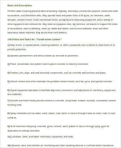 sample construction laborer resumes