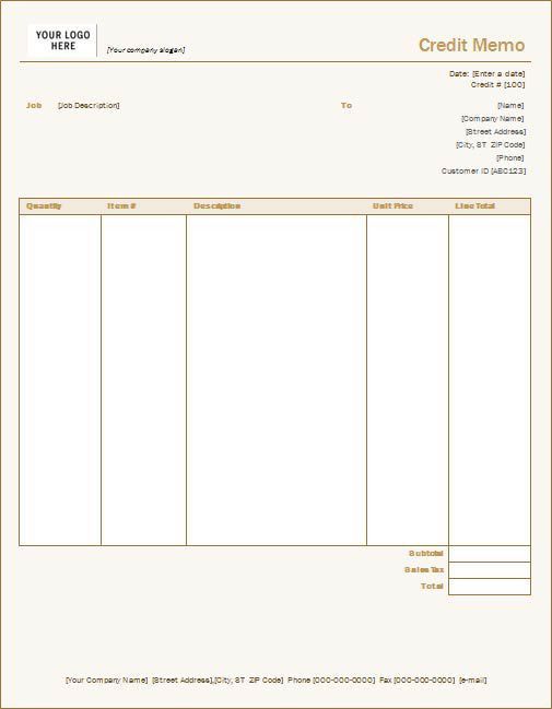 credit memo form