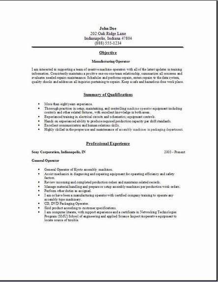 computer operator resume format