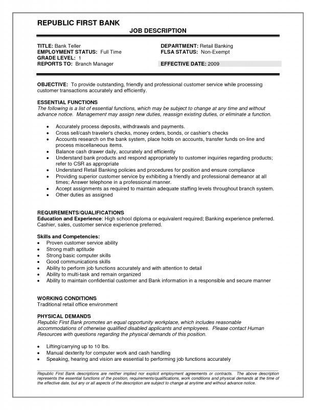 bank teller skills for resume