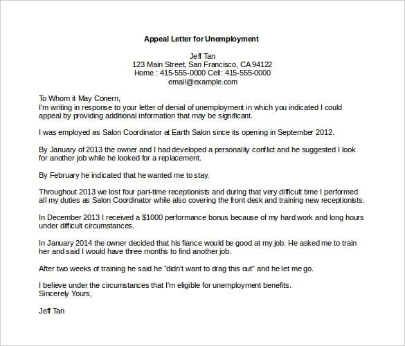 edd appeal letter