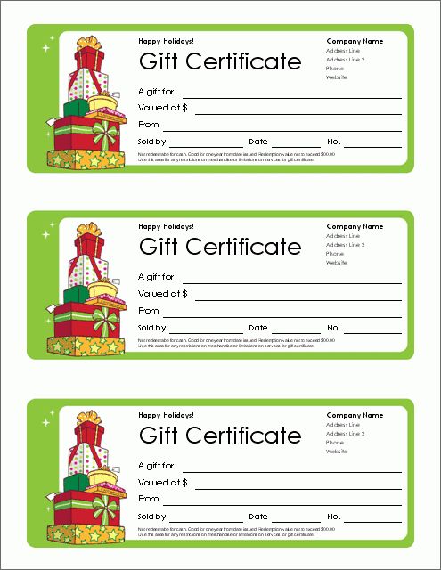 Download The Christmas Gift Certificate From Vertex42.com It ...