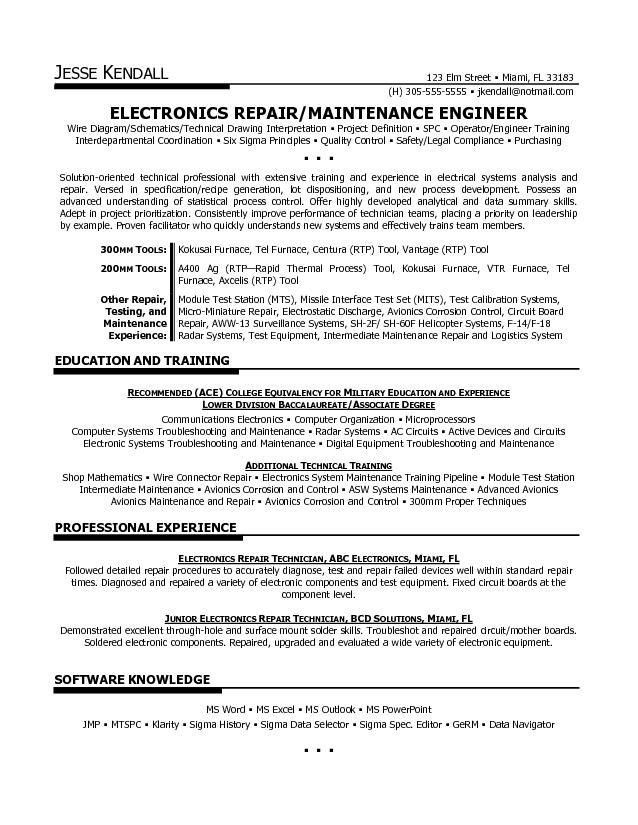 maintenance engineer cover letter