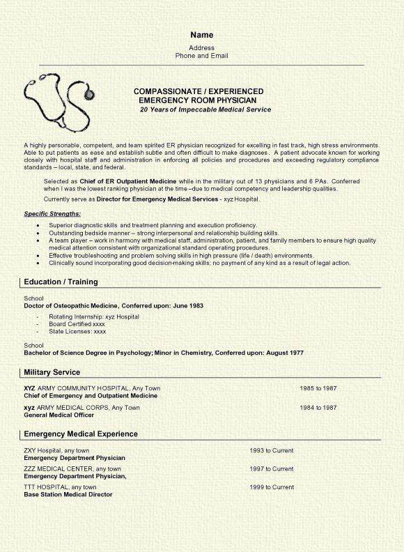 how to write a resume for a doctor job