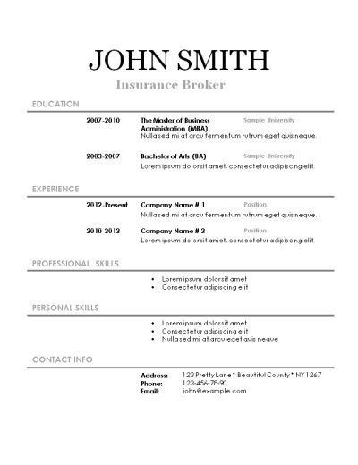 blank job resumes