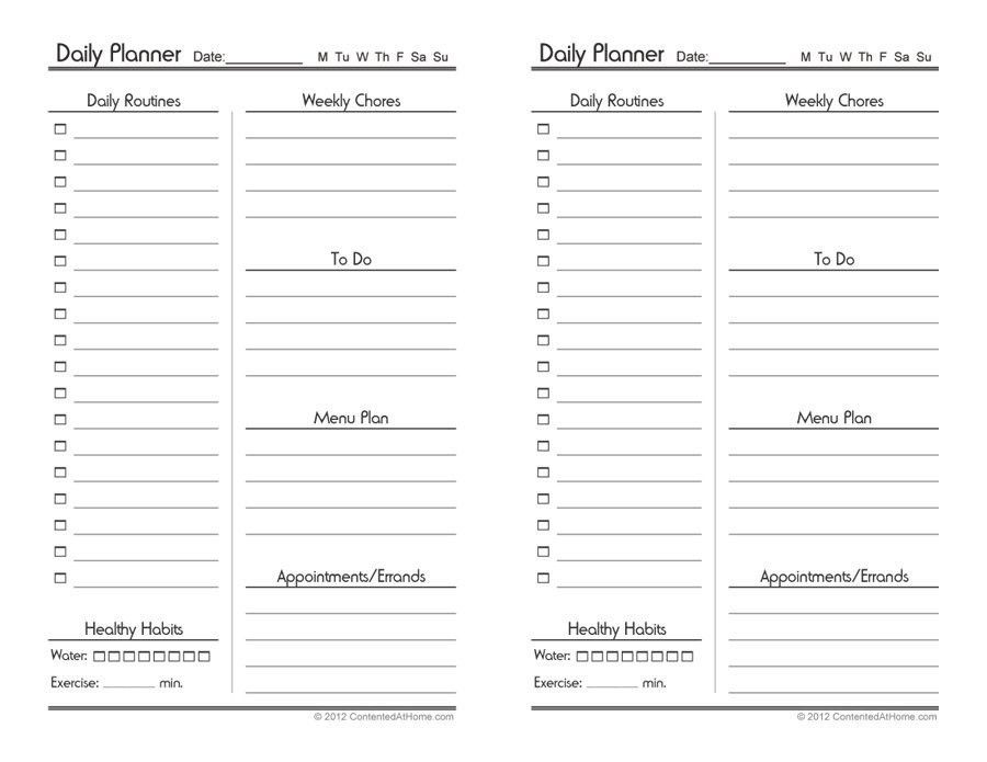 daily calendar template word