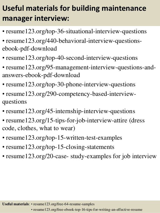 maintenance manager resume
