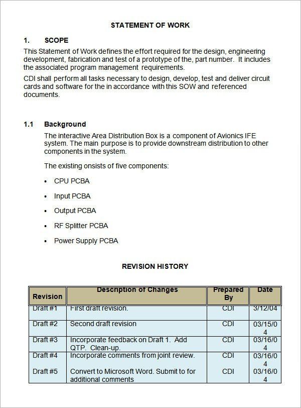 sample statement of work
