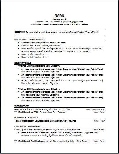 resume in canada example