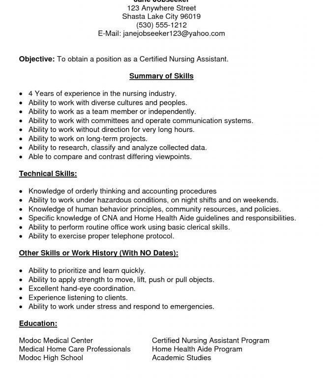 nursing aide resumes