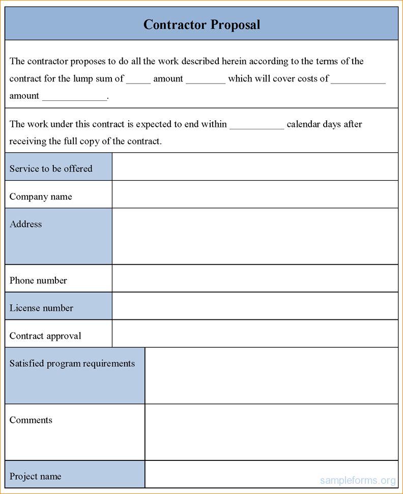 contractor proposal template word