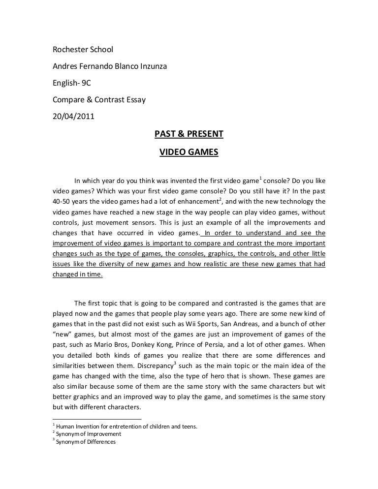 comparison and contrast essay ideas