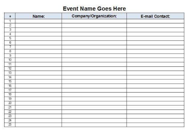 blank sign up sheet