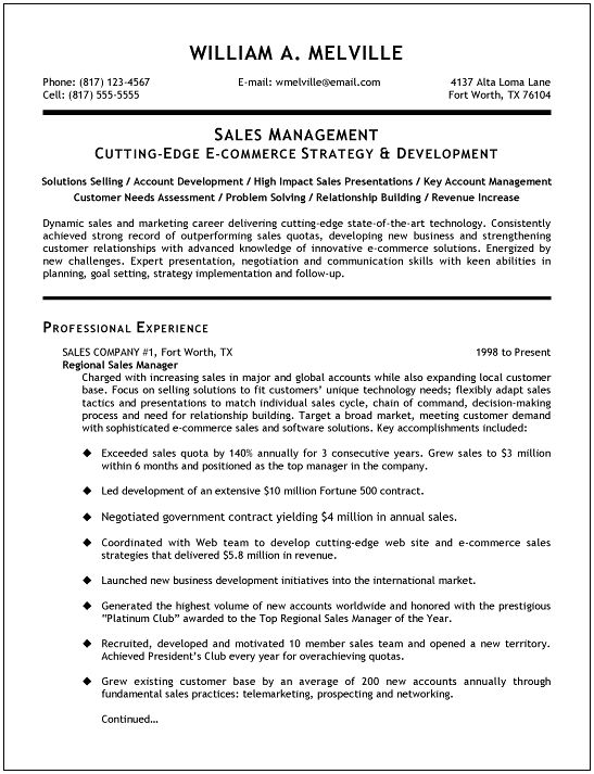 territory sales manager resumes