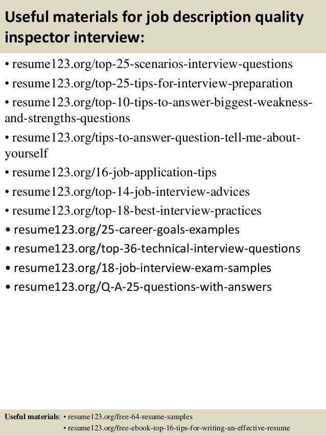 plant inspector resume