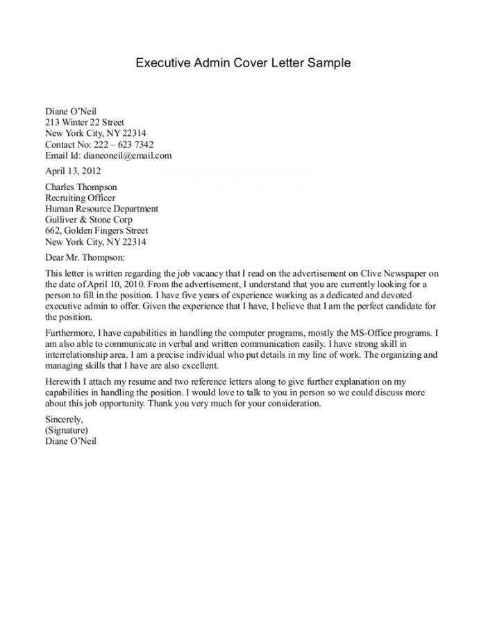 executive admin cover letter