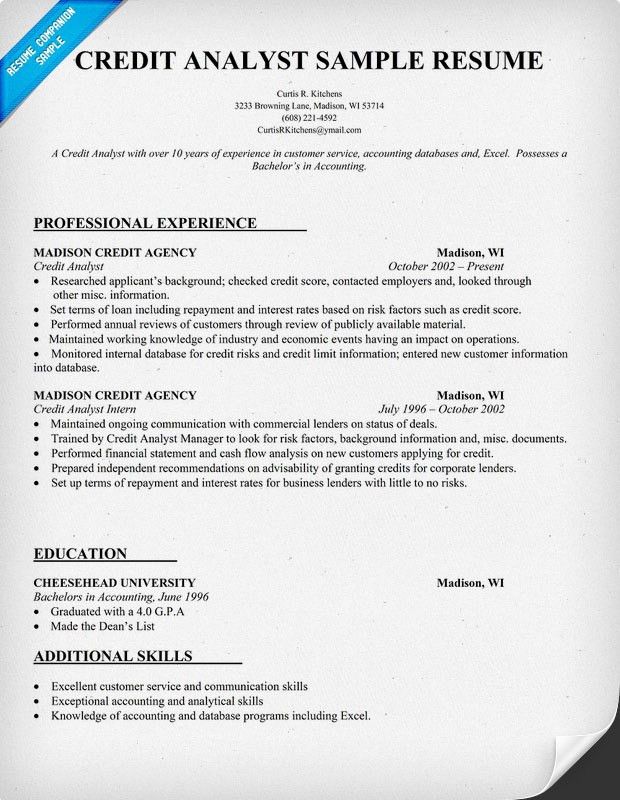 credit analyst resumes