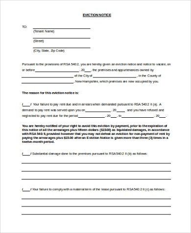 printable eviction notice form
