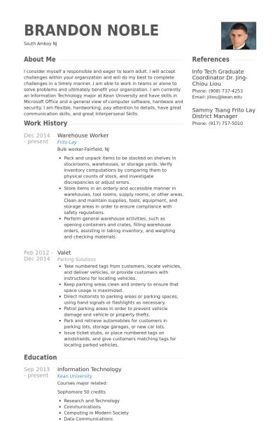 resume for a warehouse worker