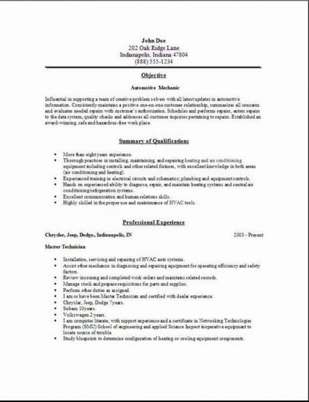 auto mechanic resume examples