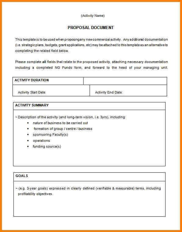 template of a proposal