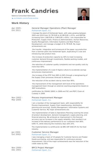 sample general manager resume