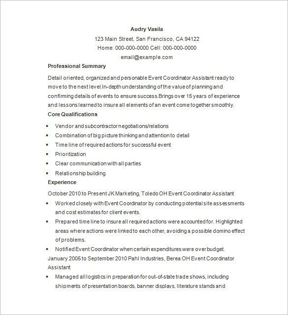 corporate event planner resumes