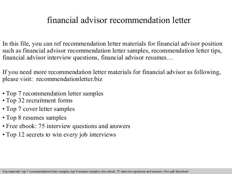 finance advisor job description