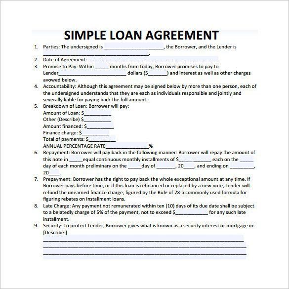 download sample lending contract haadyaooverbayresortcom