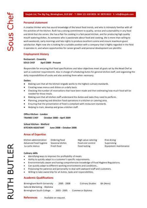 executive chef sample resume