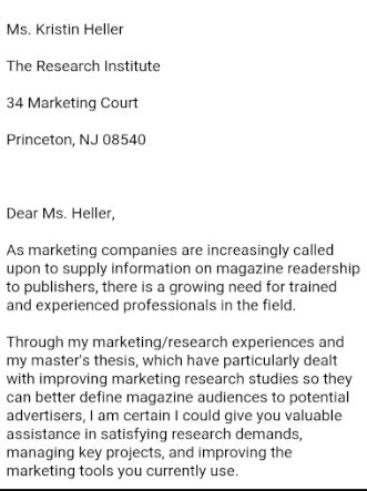 experienced professional cover letter