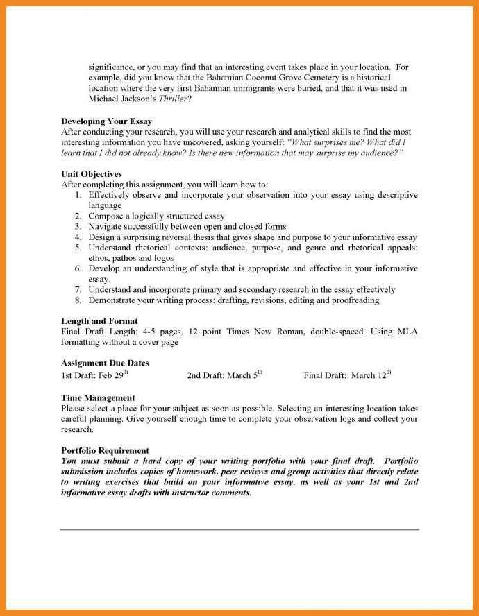 portfolio essay examples