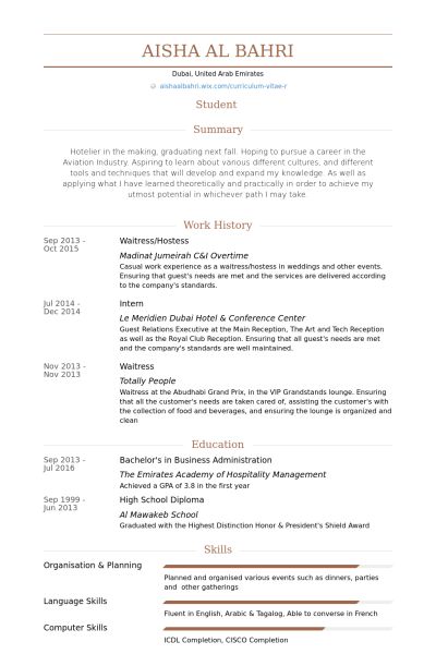 hostess resume objective