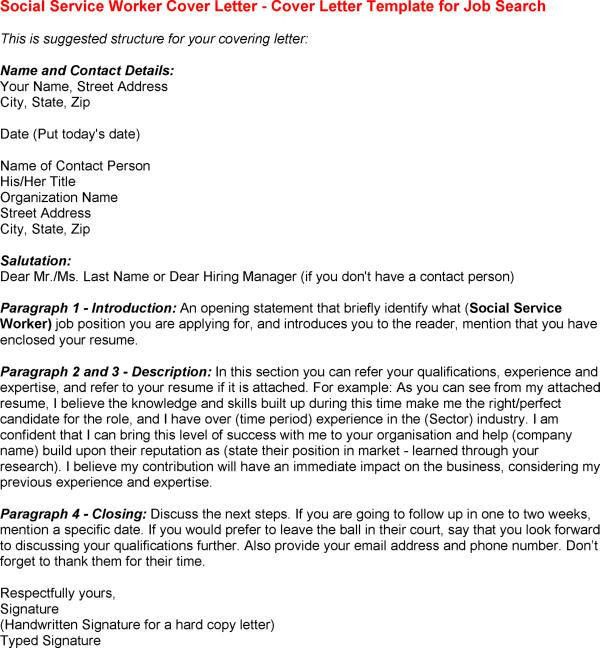 social work cover letter templates