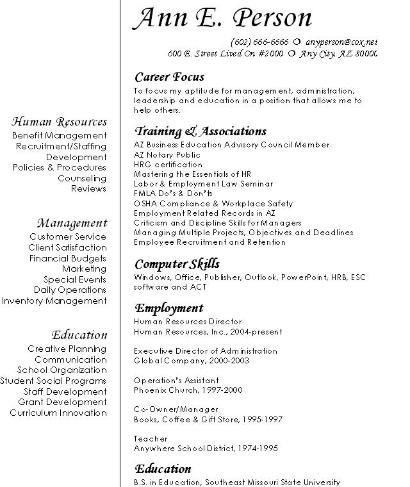 career change sample resumes