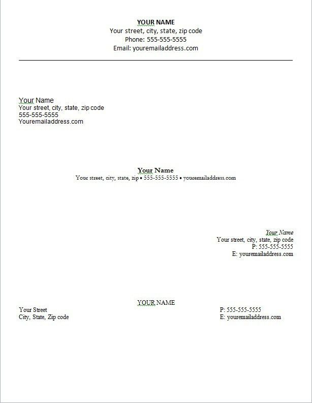 resume headers