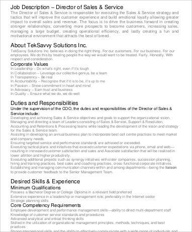 service director job description