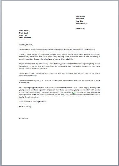 cv covering letter example uk