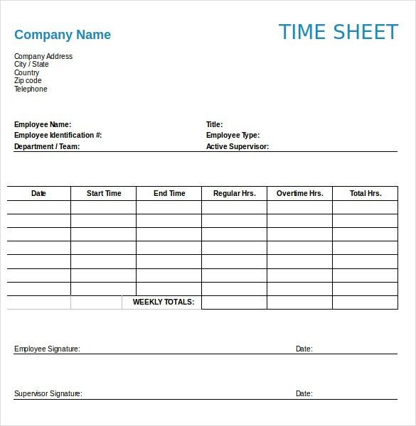 printable timesheet templates